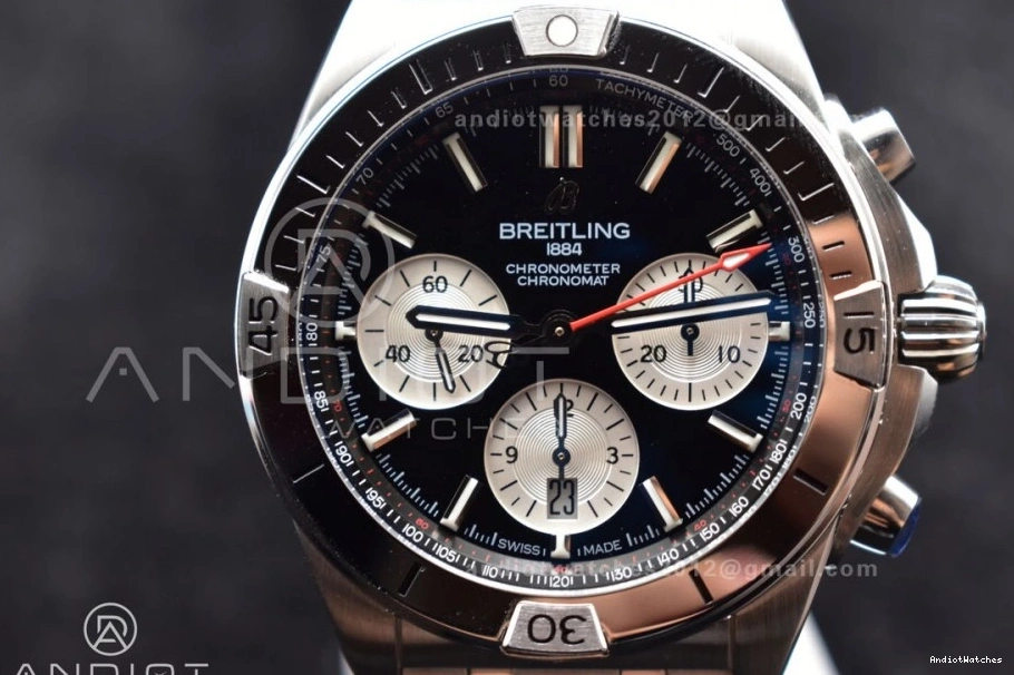 A 42mm Chronomat BLSF Best SS 538 B01 Edition Black Dial on Breathable 1:1 Bracelet SS 0127